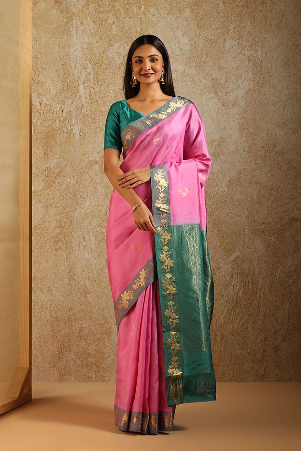 Pink South Pure Silk Woven Saree