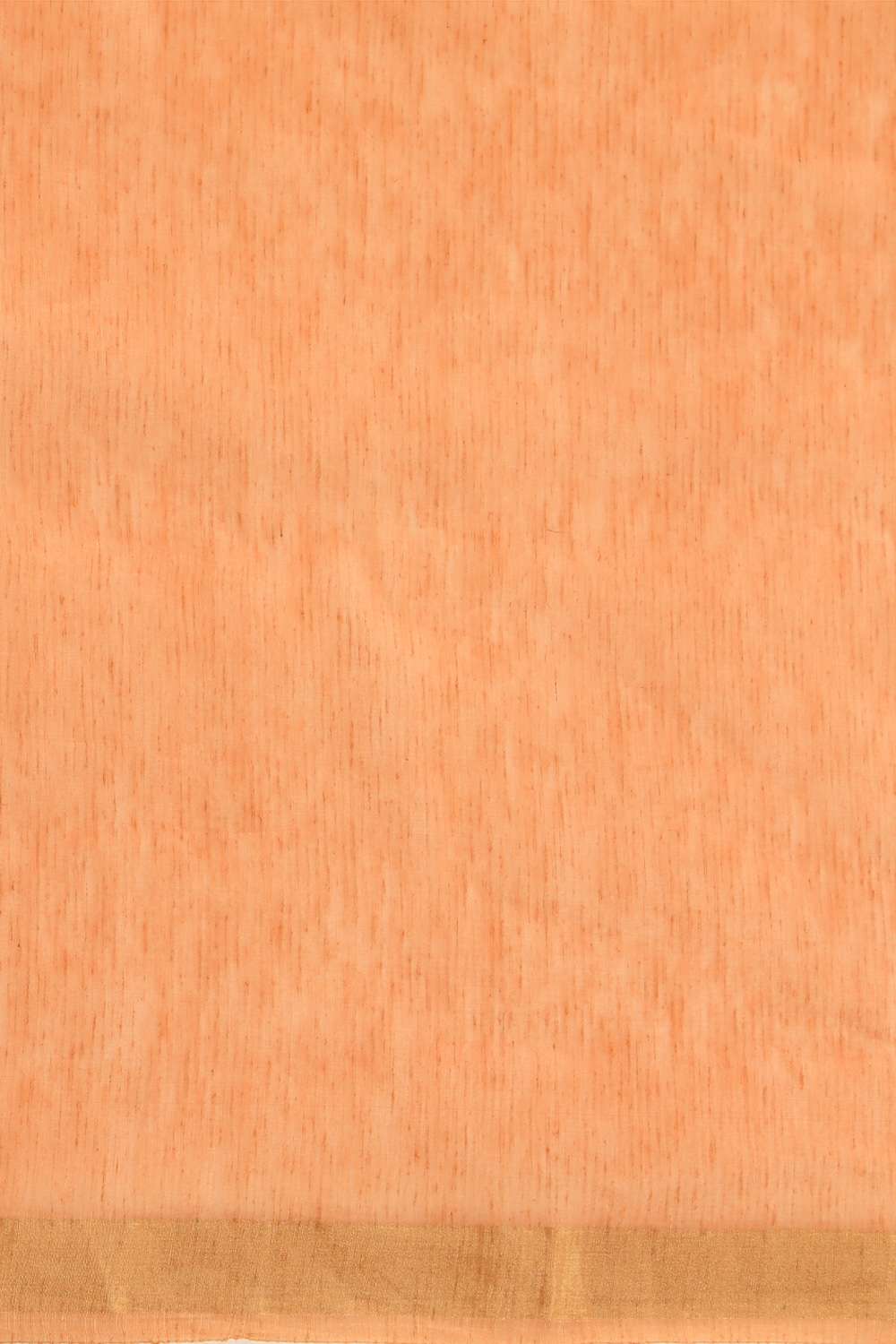 Orange Bhagalpur Pure Silk Linen Embroidered Saree image number null