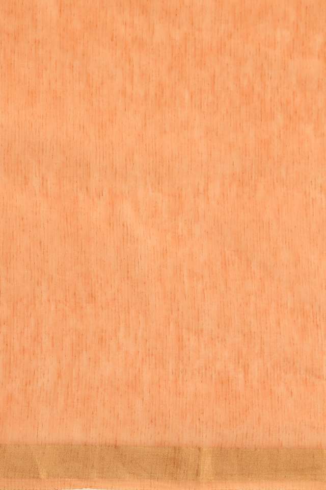 Orange Bhagalpur Pure Silk Linen Embroidered Saree thumbnail image number null