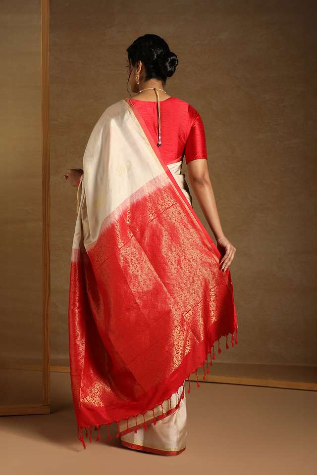 Off White Pure Soft Silk Saree thumbnail image number null