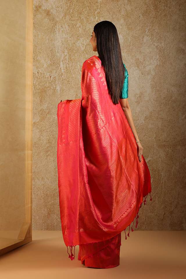 Red South Pure Silk Woven Saree thumbnail image number null