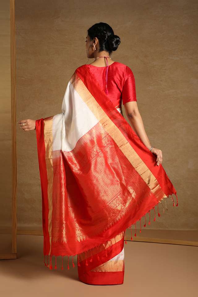 Off White Pure Soft Silk Saree thumbnail image number null