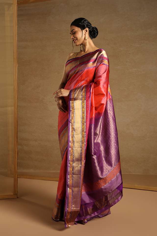 Red South Pure Silk Woven Saree thumbnail image number null
