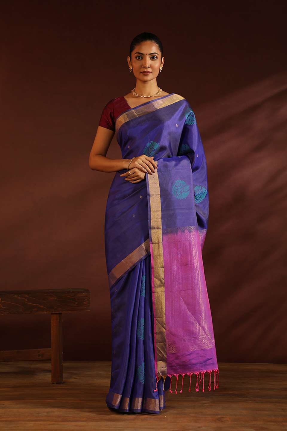 Blue South Pure Silk Woven Saree