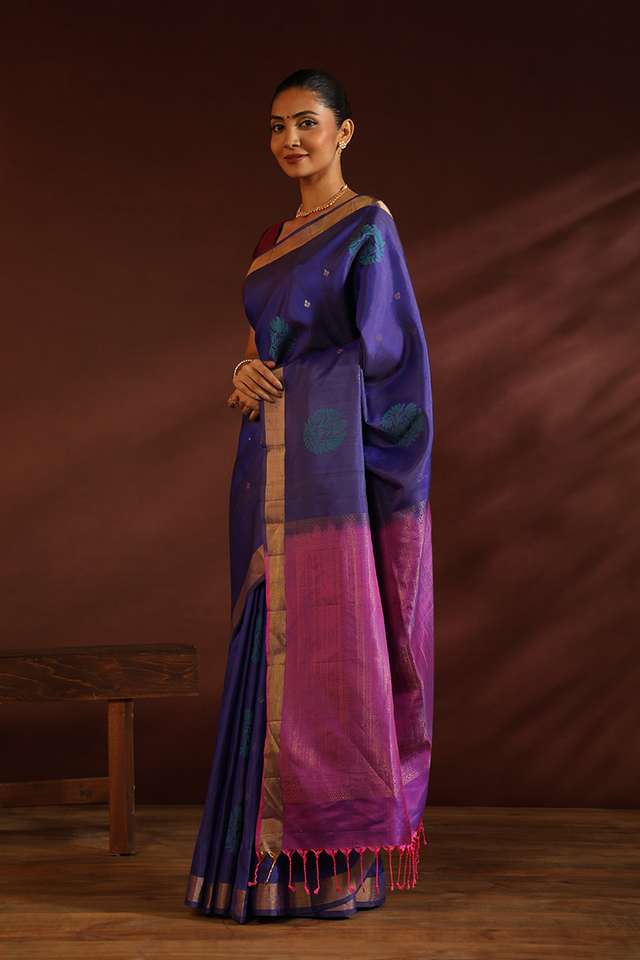 Blue South Pure Silk Woven Saree thumbnail image number null