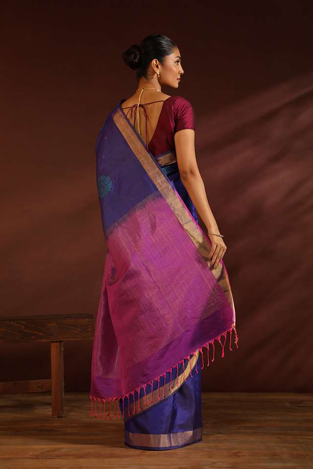 Blue South Pure Silk Woven Saree thumbnail image number null