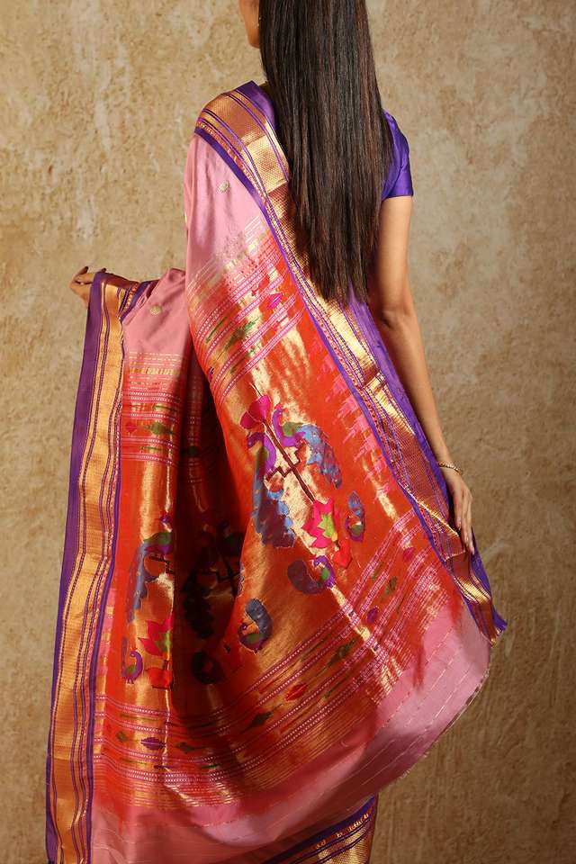 Pink Tapestry Pure Silk Paithani Saree thumbnail image number null