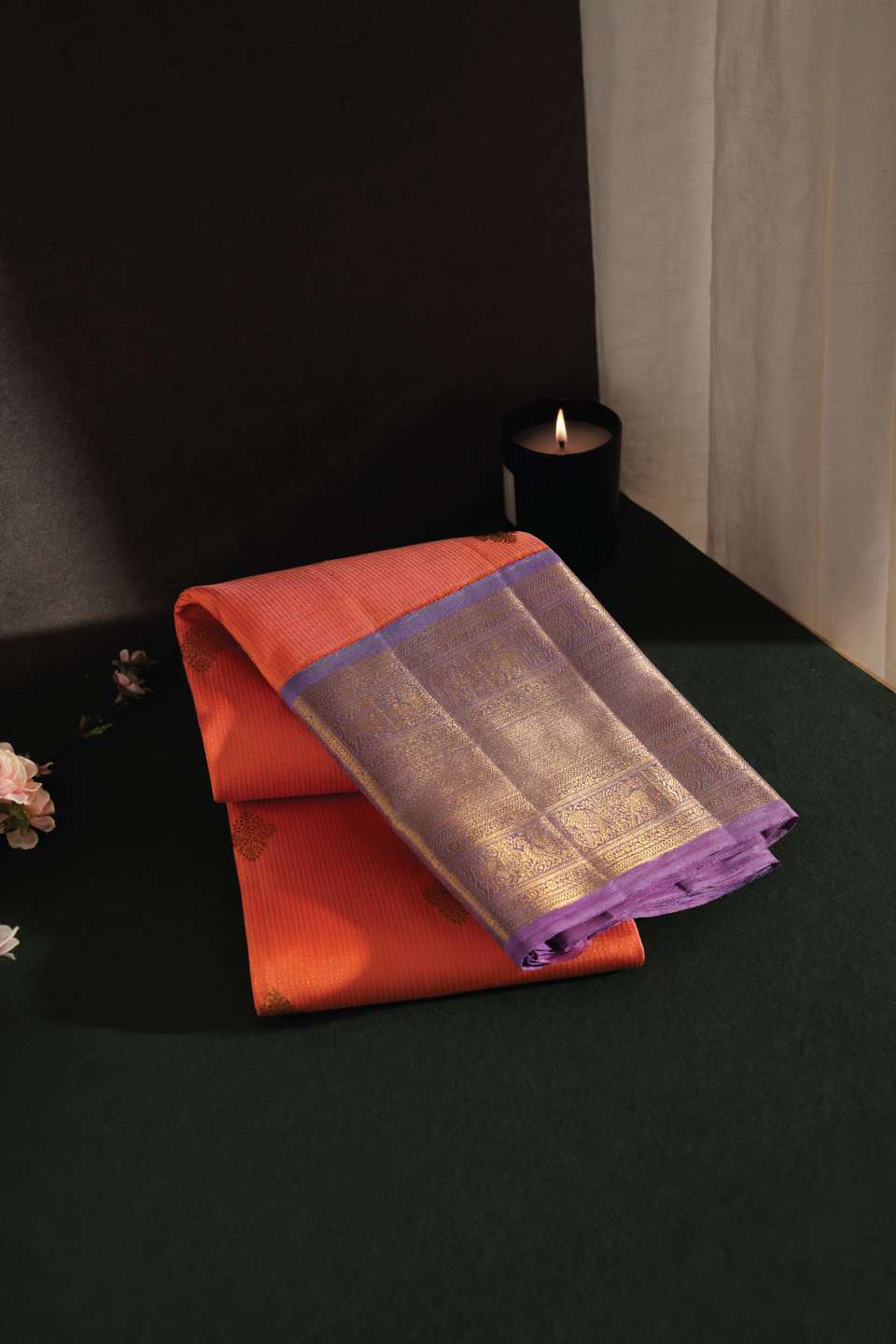 Light Orange Woven Pure Kanjivaram Silk Saree