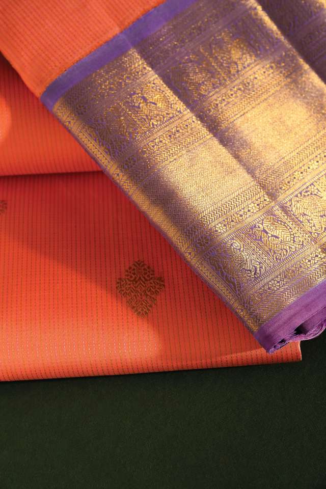 Light Orange Woven Pure Kanjivaram Silk Saree thumbnail image number null
