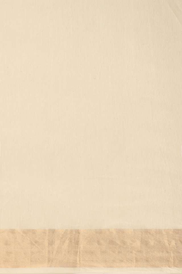Beige Tussar Silk Block Print Saree thumbnail image number null