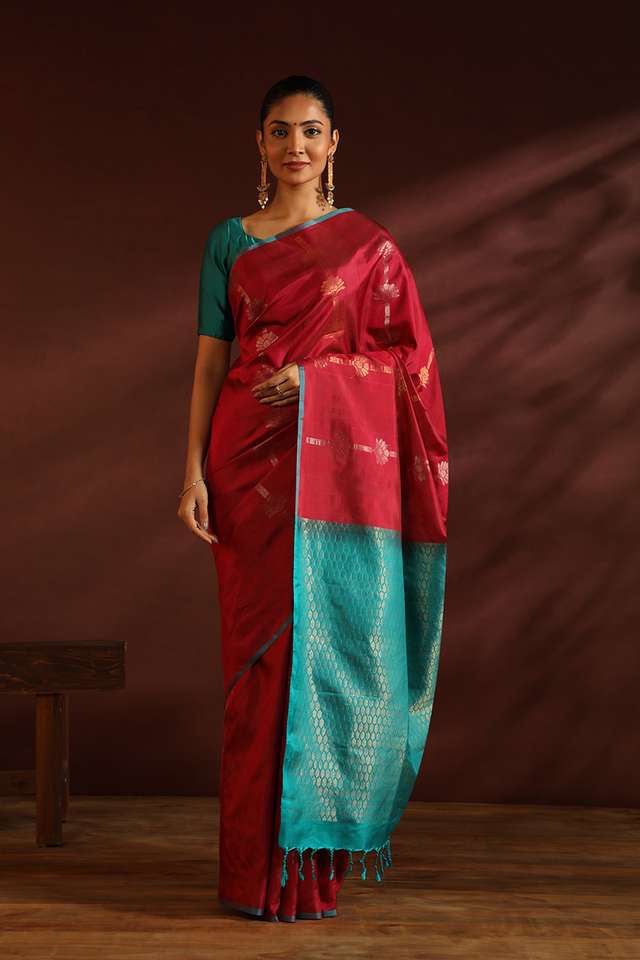 Red South Pure Silk Woven Saree image number