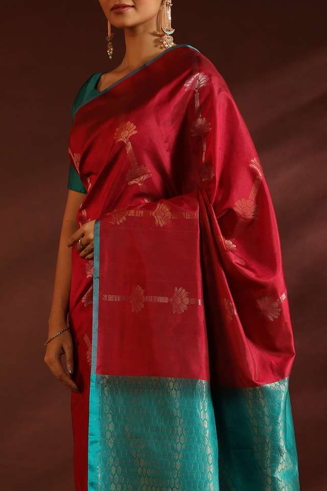 Red South Pure Silk Woven Saree thumbnail image number null