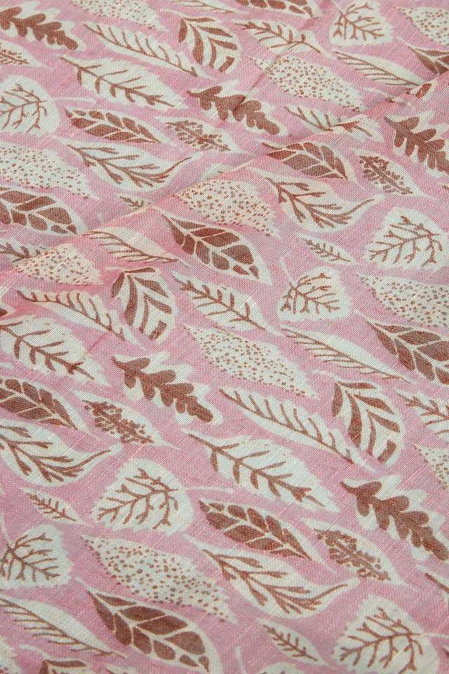 Pink Screen Printed Pure Linen Saree thumbnail image number null