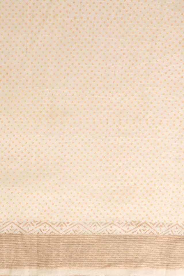 Off White Printed Embroidery Silk Tencel Bengali Saree thumbnail image number null