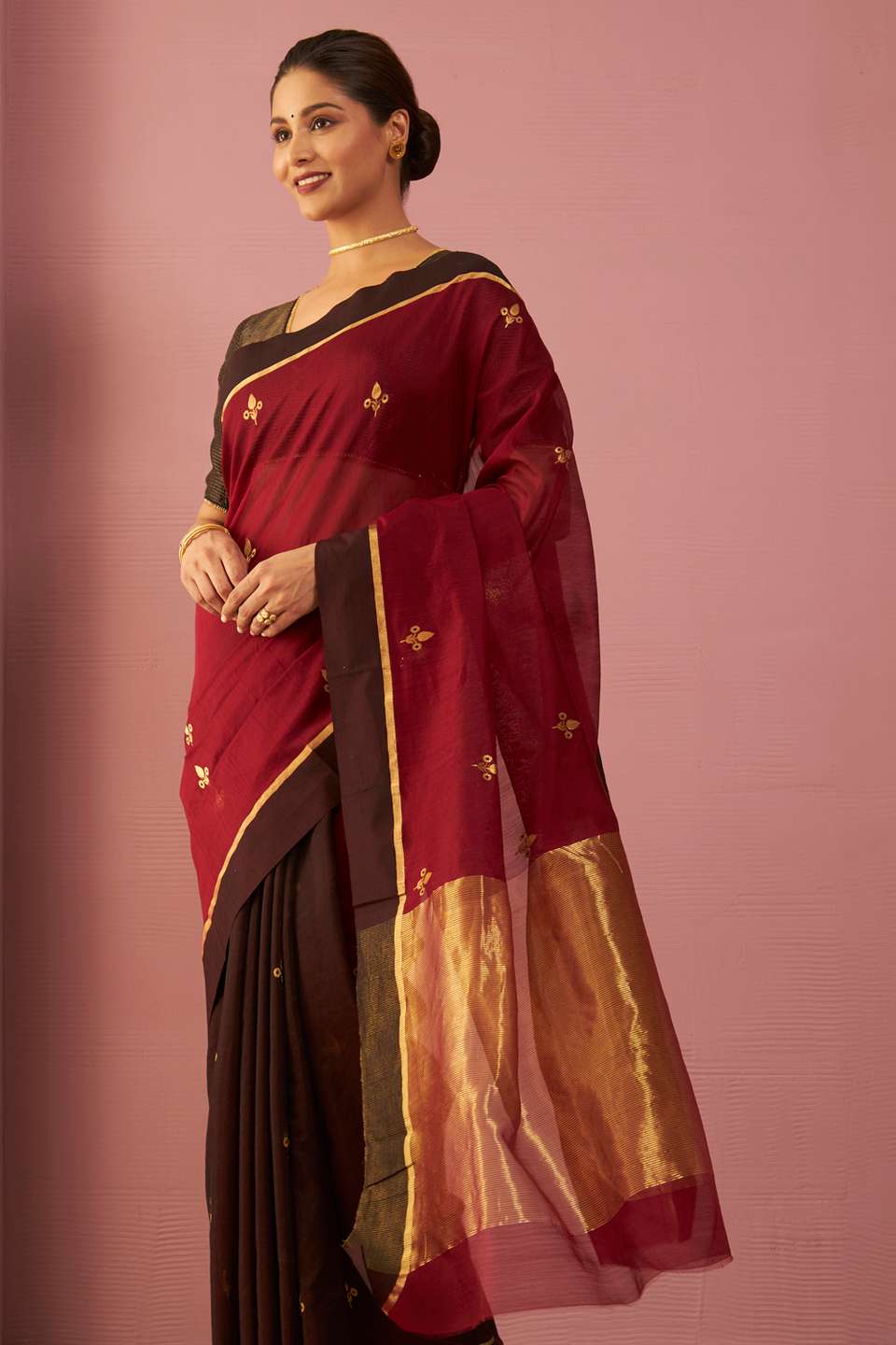 Red Woven Pure Silk Cotton Chanderi Saree