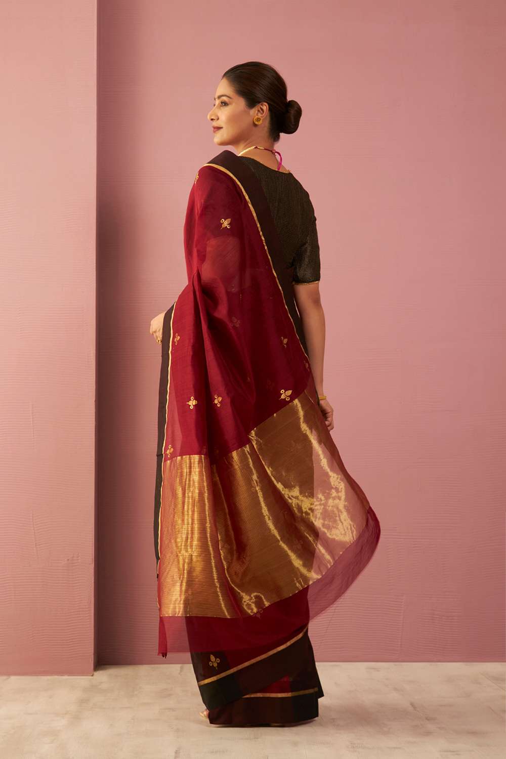 Red Woven Pure Silk Cotton Chanderi Saree image number null