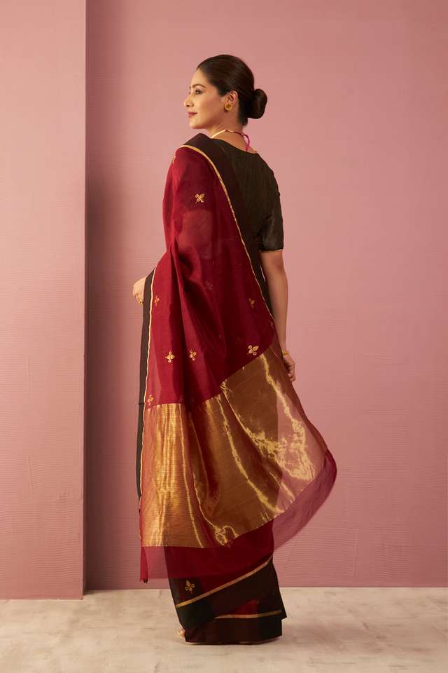 Red Woven Pure Silk Cotton Chanderi Saree thumbnail image number null