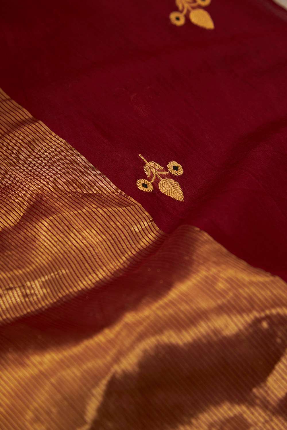 Red Woven Pure Silk Cotton Chanderi Saree image number null