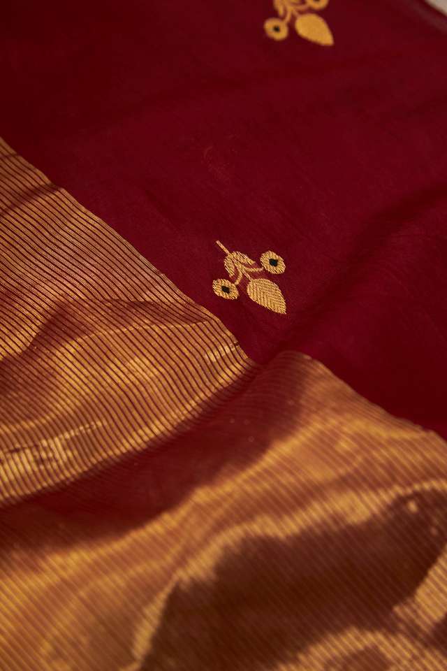 Red Woven Pure Silk Cotton Chanderi Saree thumbnail image number null