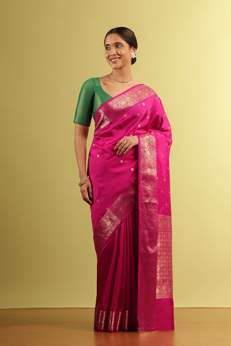 Dark Pink Silk Viscose Woven Saree