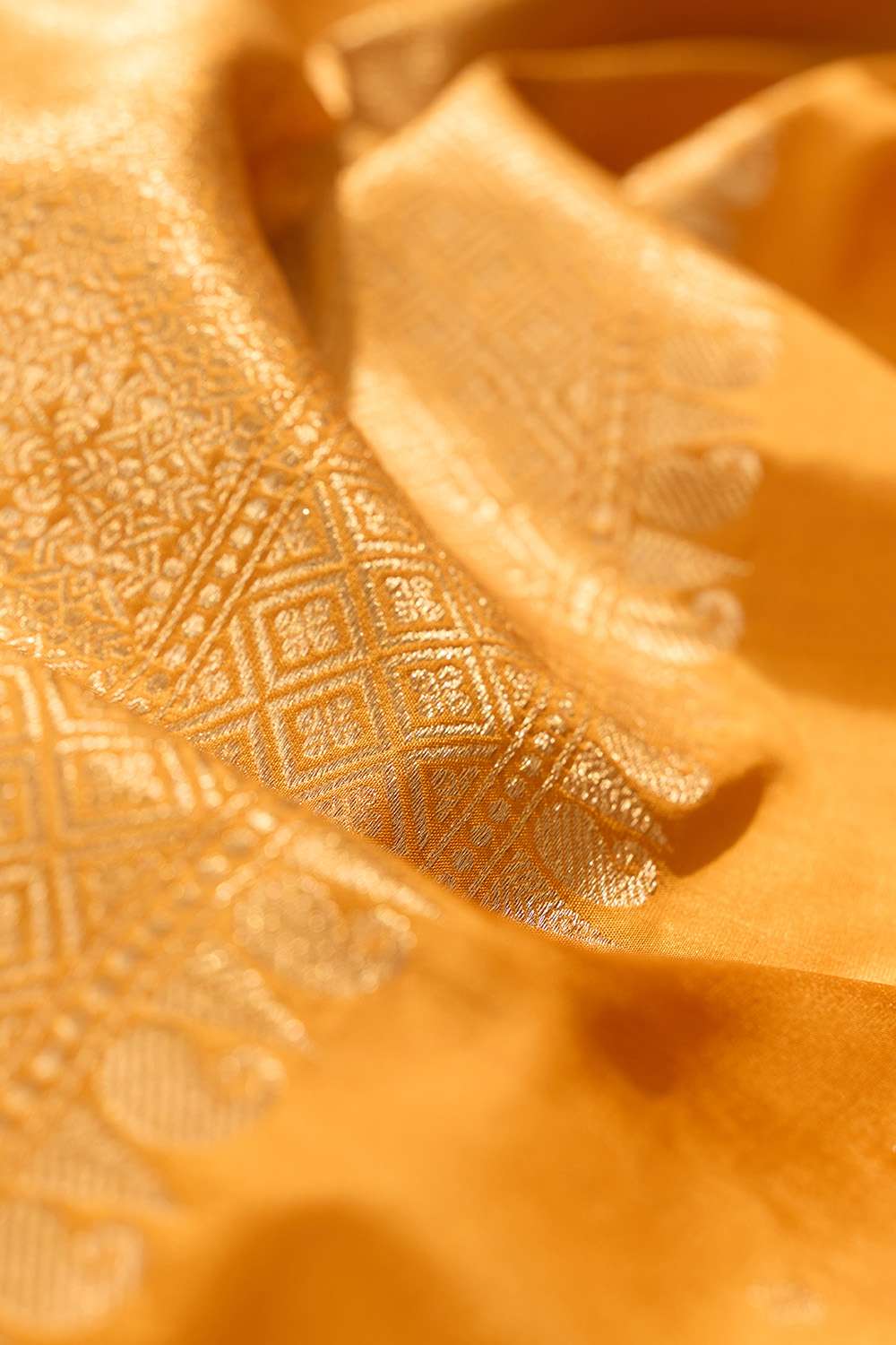Dark Yellow Silk Viscose Cutwork Banaras Inspired Design Saree image number null