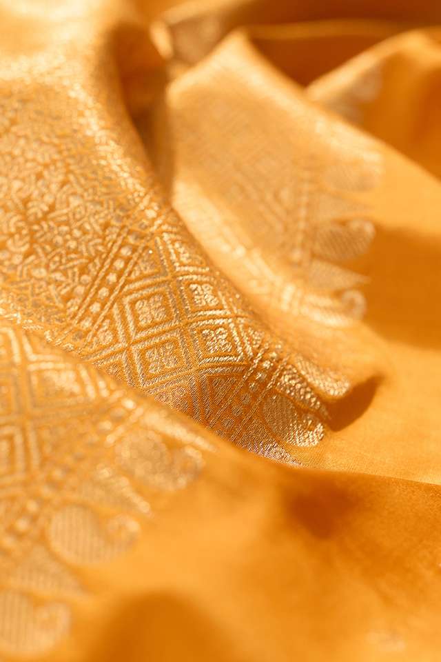 Dark Yellow Silk Viscose Cutwork Banaras Inspired Design Saree thumbnail image number null