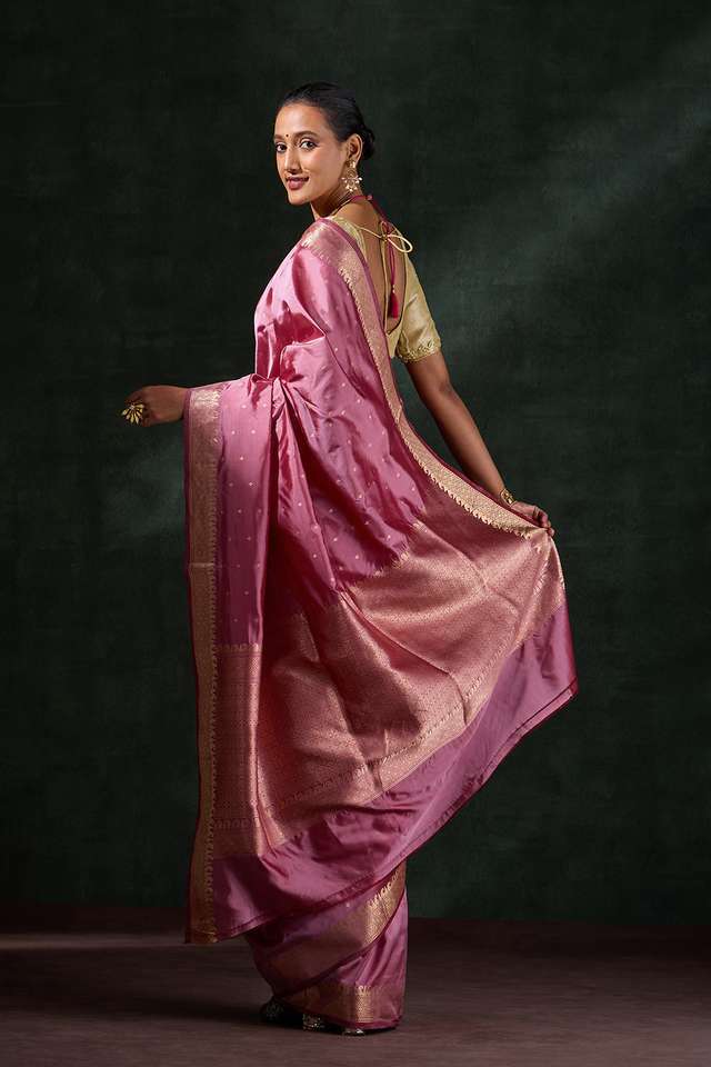 Pink Silk Viscose Cutwork Saree thumbnail image number null