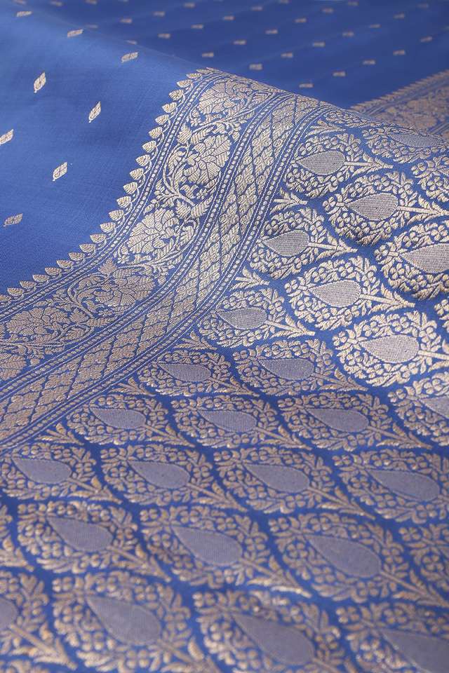 Dark Blue Silk Viscose Woven Saree thumbnail image number null