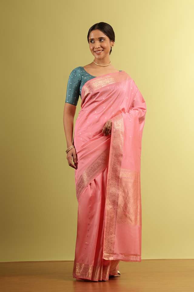 Pink Silk Viscose Woven Saree image number