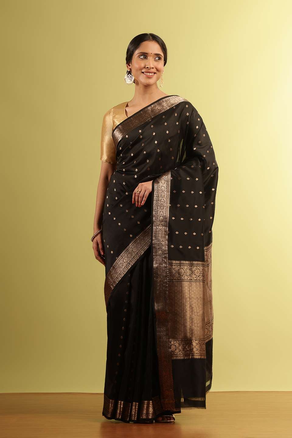 Black Silk Viscose Woven Saree