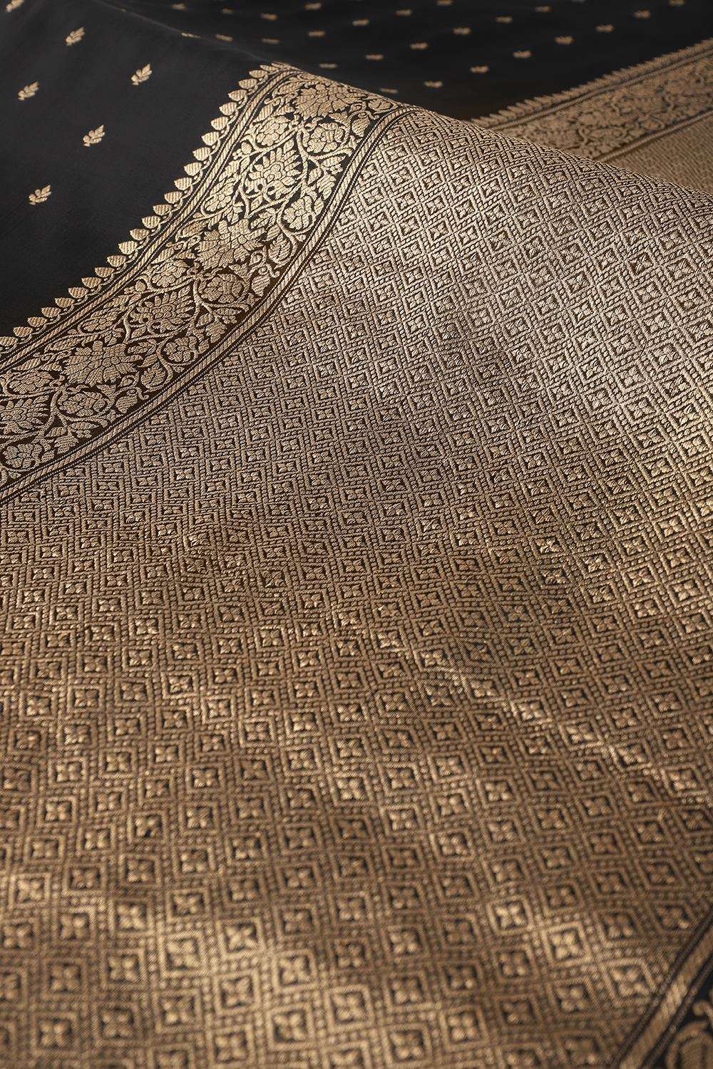 Black Silk Viscose Woven Saree image number null