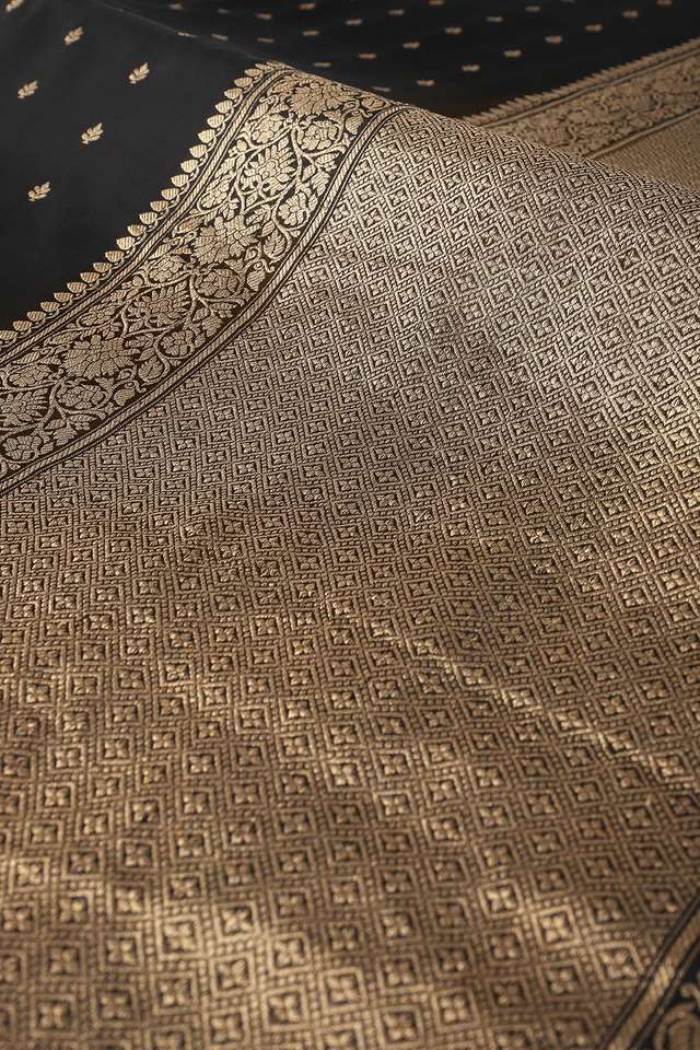 Black Silk Viscose Woven Saree thumbnail image number null