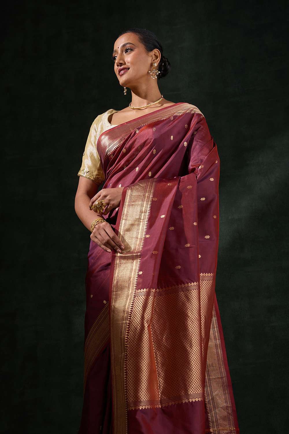 Maroon Silk Viscose Cutwork Saree image number null