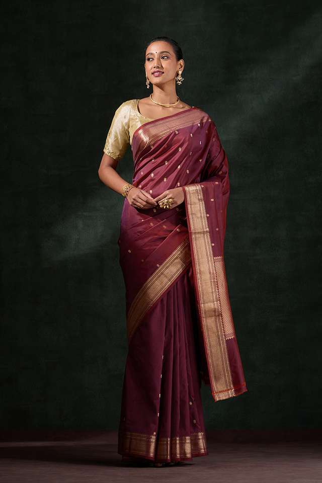 Maroon Silk Viscose Cutwork Saree thumbnail image number null