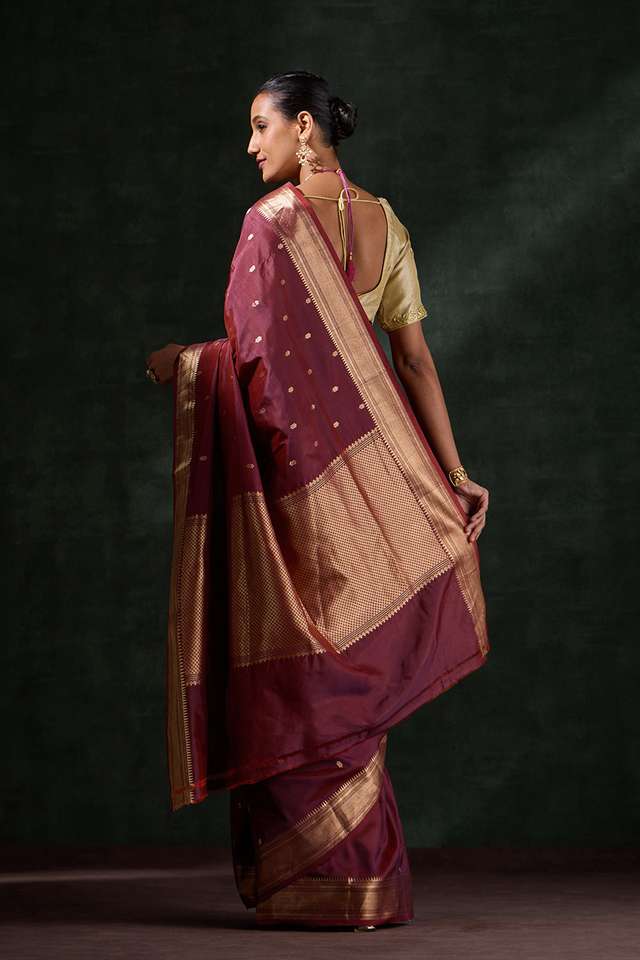 Maroon Silk Viscose Cutwork Saree thumbnail image number null