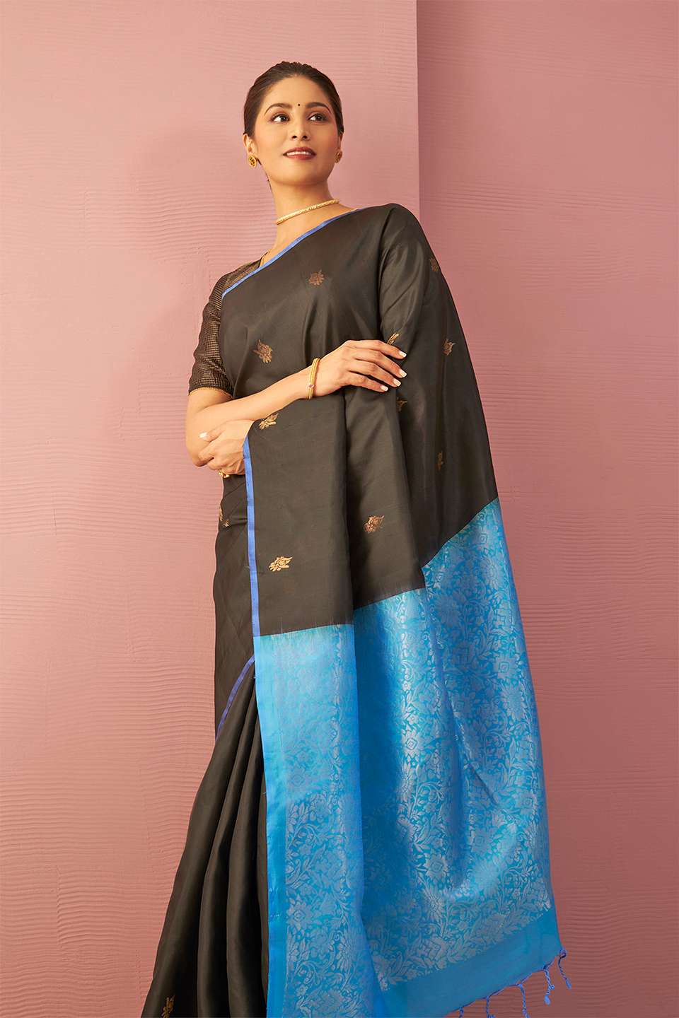 Black Woven Pure Soft Silk Saree