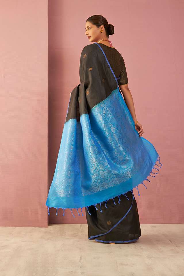 Black Woven Pure Soft Silk Saree thumbnail image number null