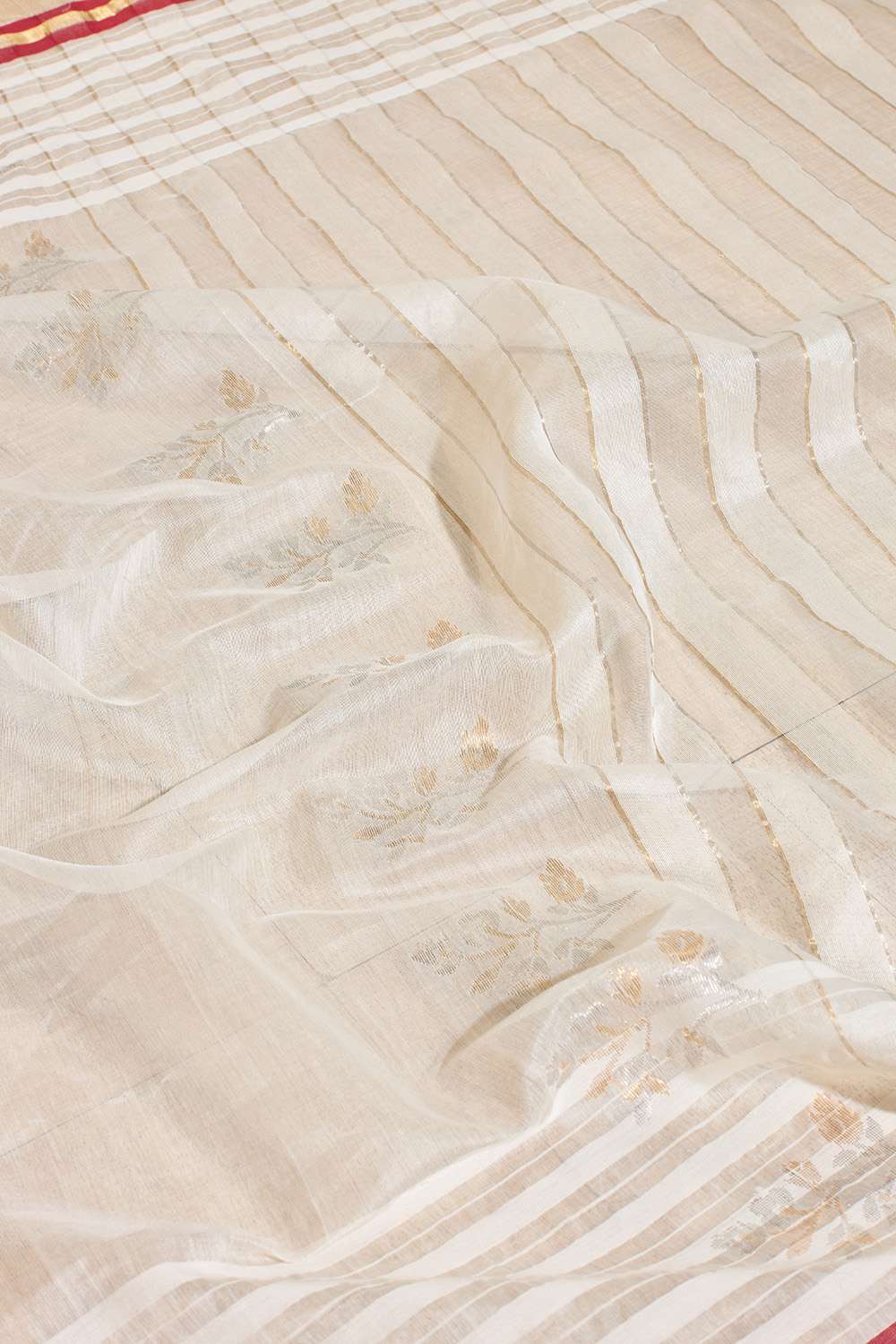 Off White Woven Pure Silk Cotton Chanderi Saree image number null