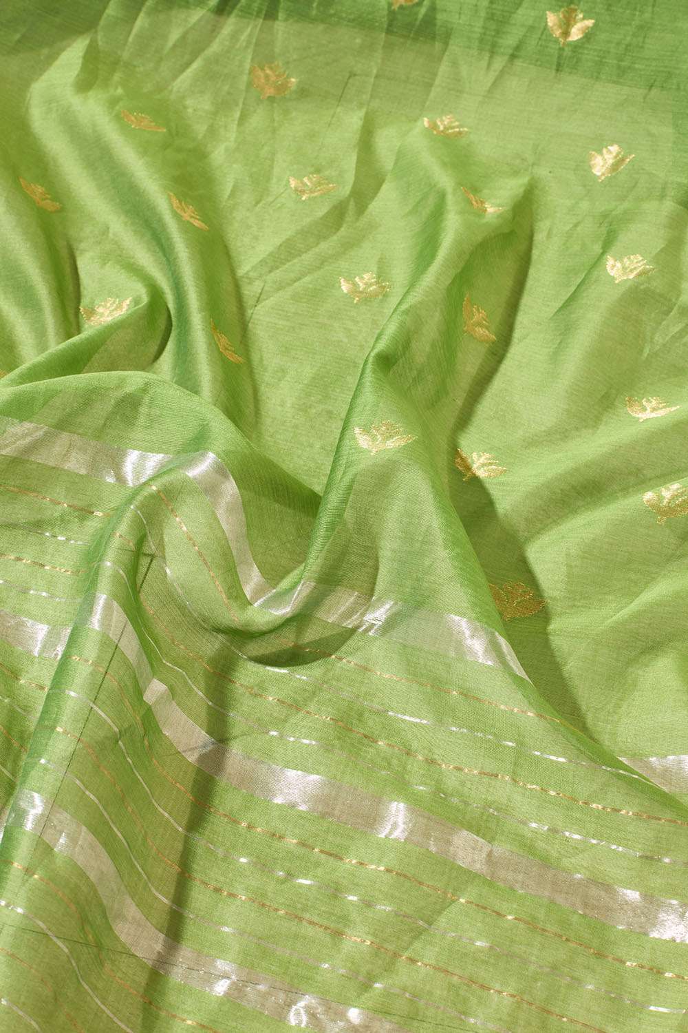 Dark Green Woven Pure Silk Cotton Chanderi Saree image number null