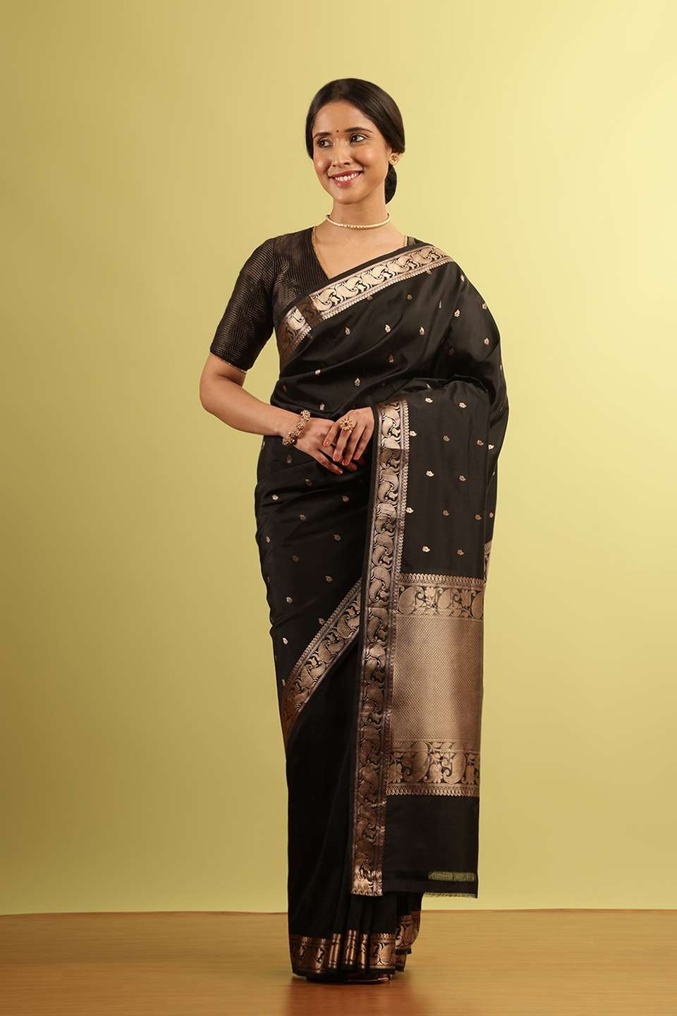 Black Silk Viscose Woven Saree