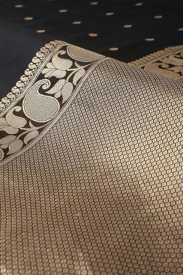 Black Silk Viscose Woven Saree thumbnail image number null