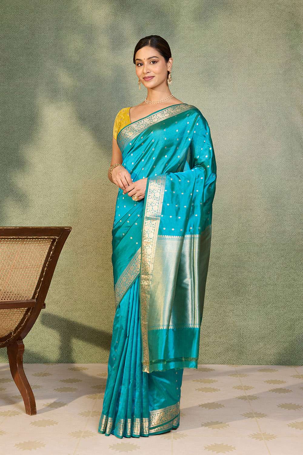 Blue Silk Viscose Cutwork Banaras  Saree image number null