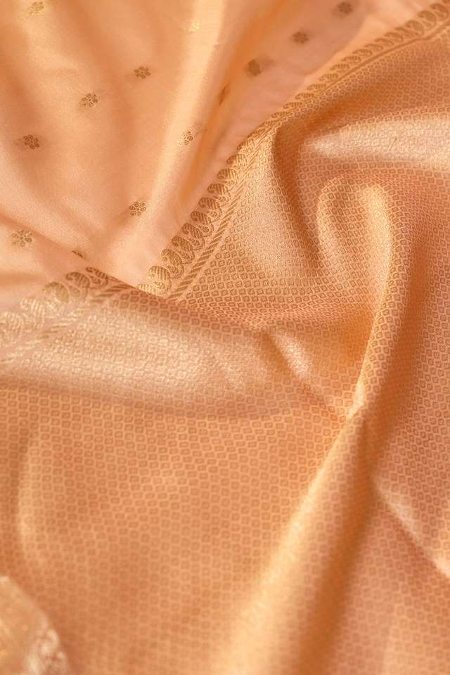 Light Orange Banarasi Inspired Design Silk Viscose Cutwork Saree thumbnail image number null