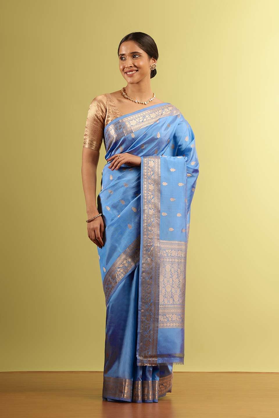 Blue Silk Viscose Woven Saree