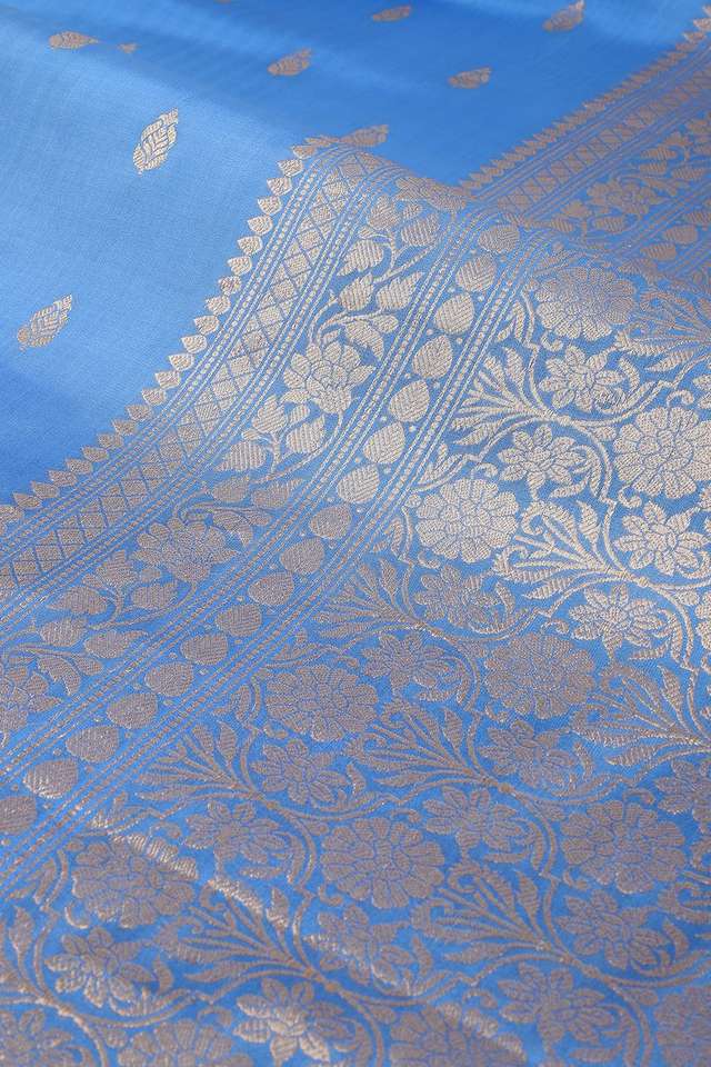 Blue Silk Viscose Woven Saree thumbnail image number null