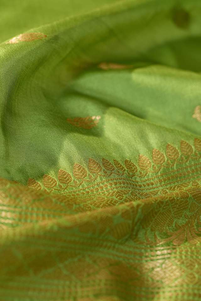 Light Green Silk Viscose Cutwork Banaras  Saree thumbnail image number null