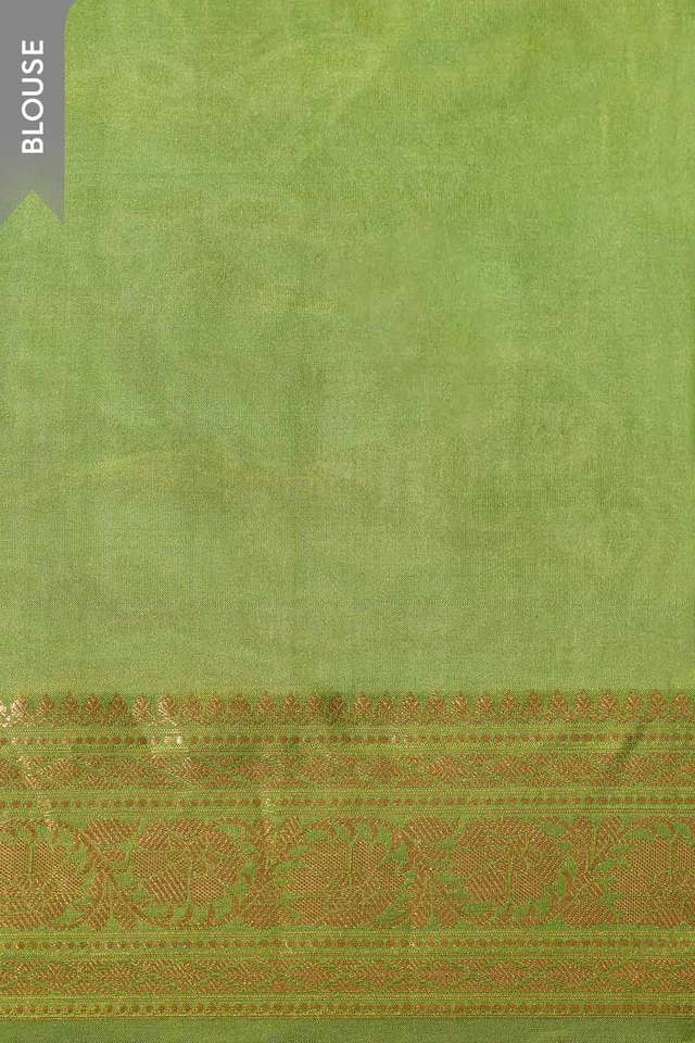 Light Green Silk Viscose Cutwork Banaras  Saree thumbnail image number null