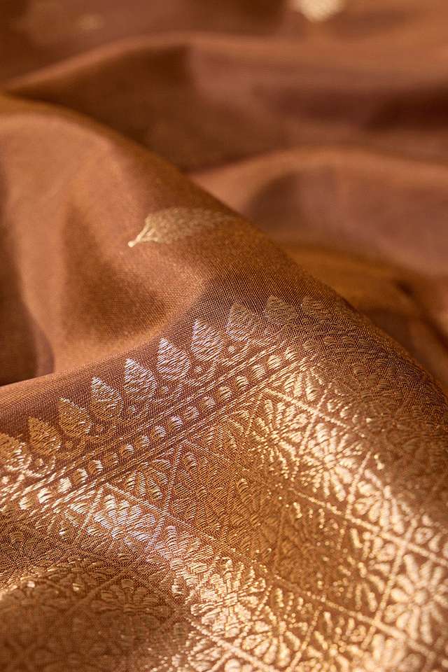 Brown Silk Viscose Cutwork Banaras  Saree thumbnail image number null