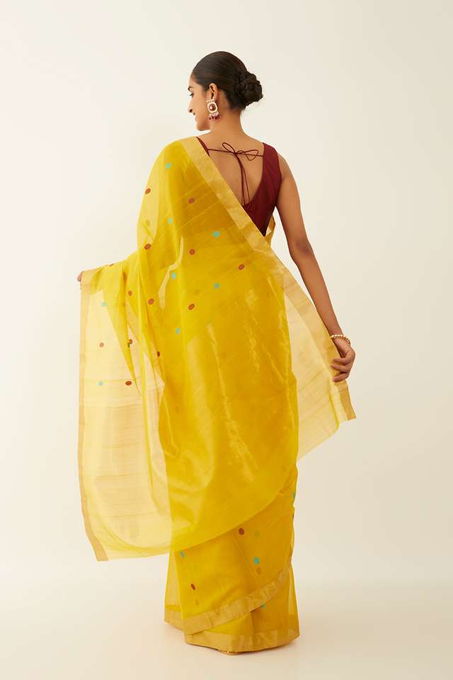 Yellow Pure Silk Cotton Chanderi Saree thumbnail image number null