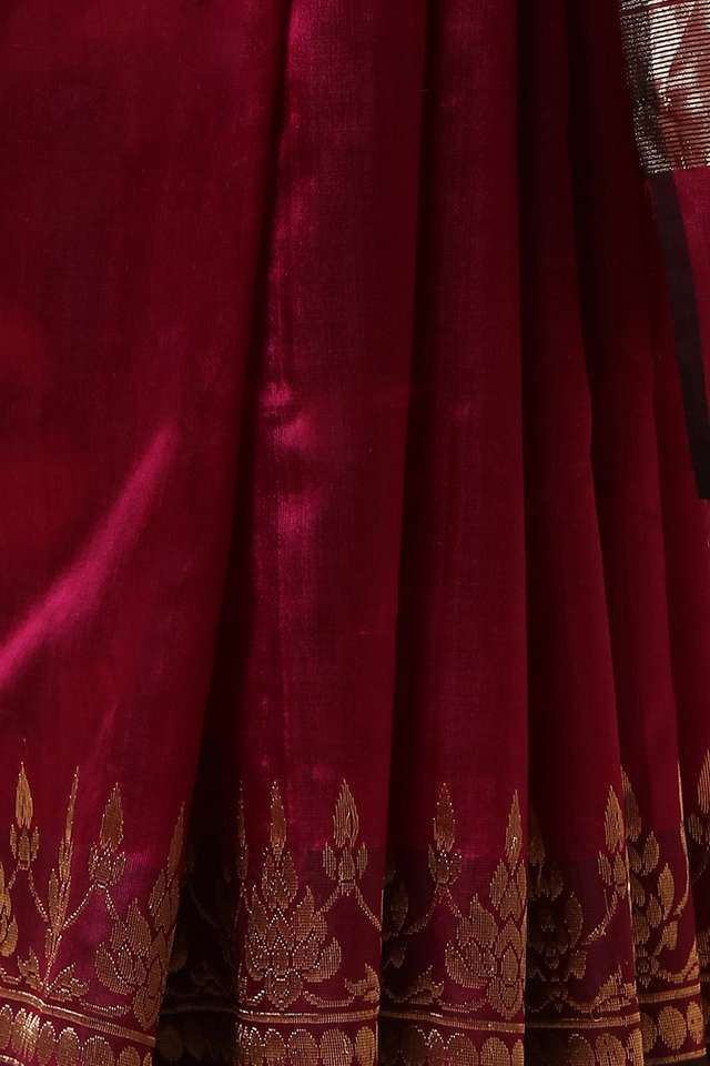 Dark Pink Pure Silk Chanderi Saree thumbnail image number null